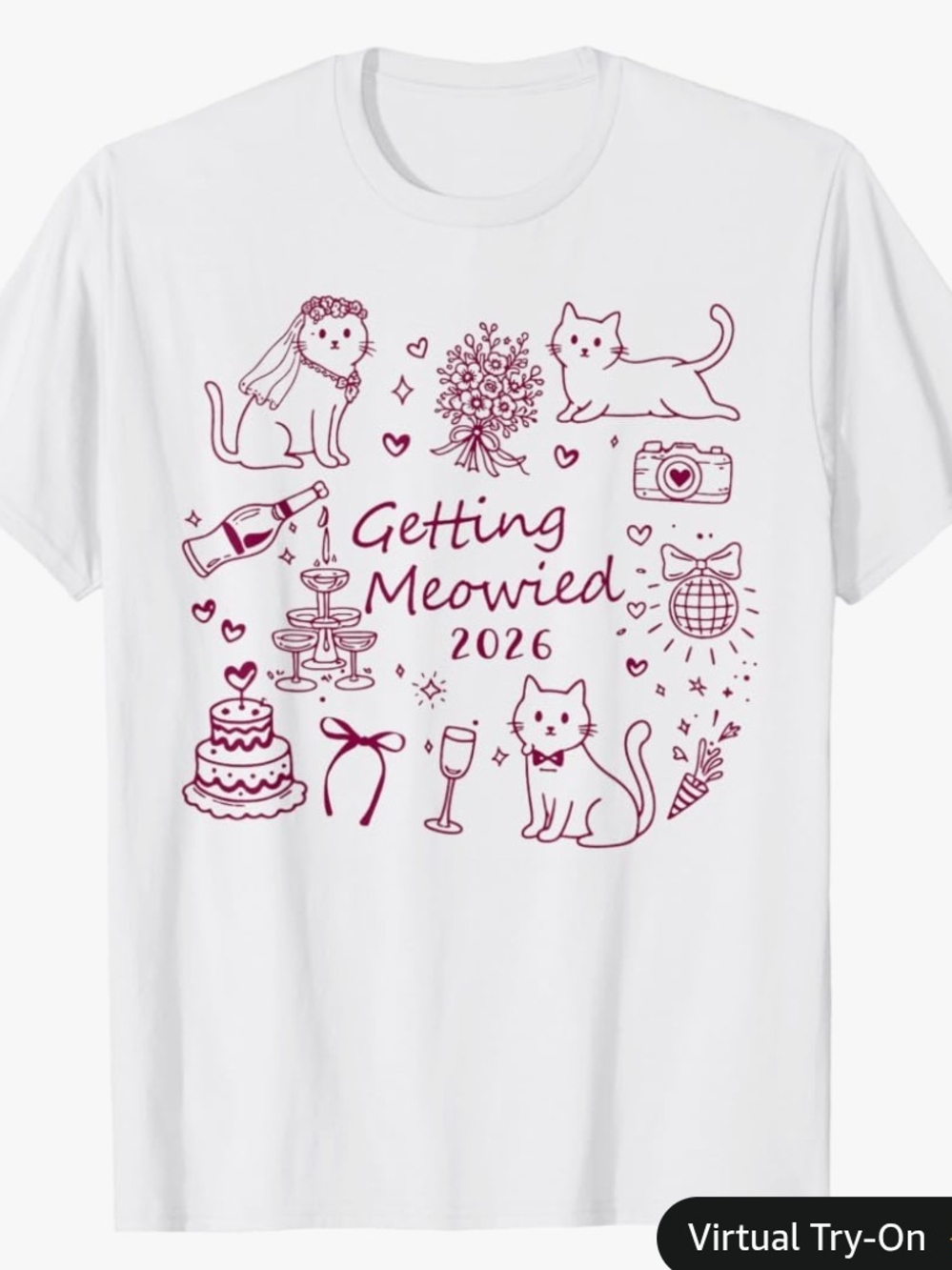 "Getting Meowied" Cat Wedding T-Shirt in Pink